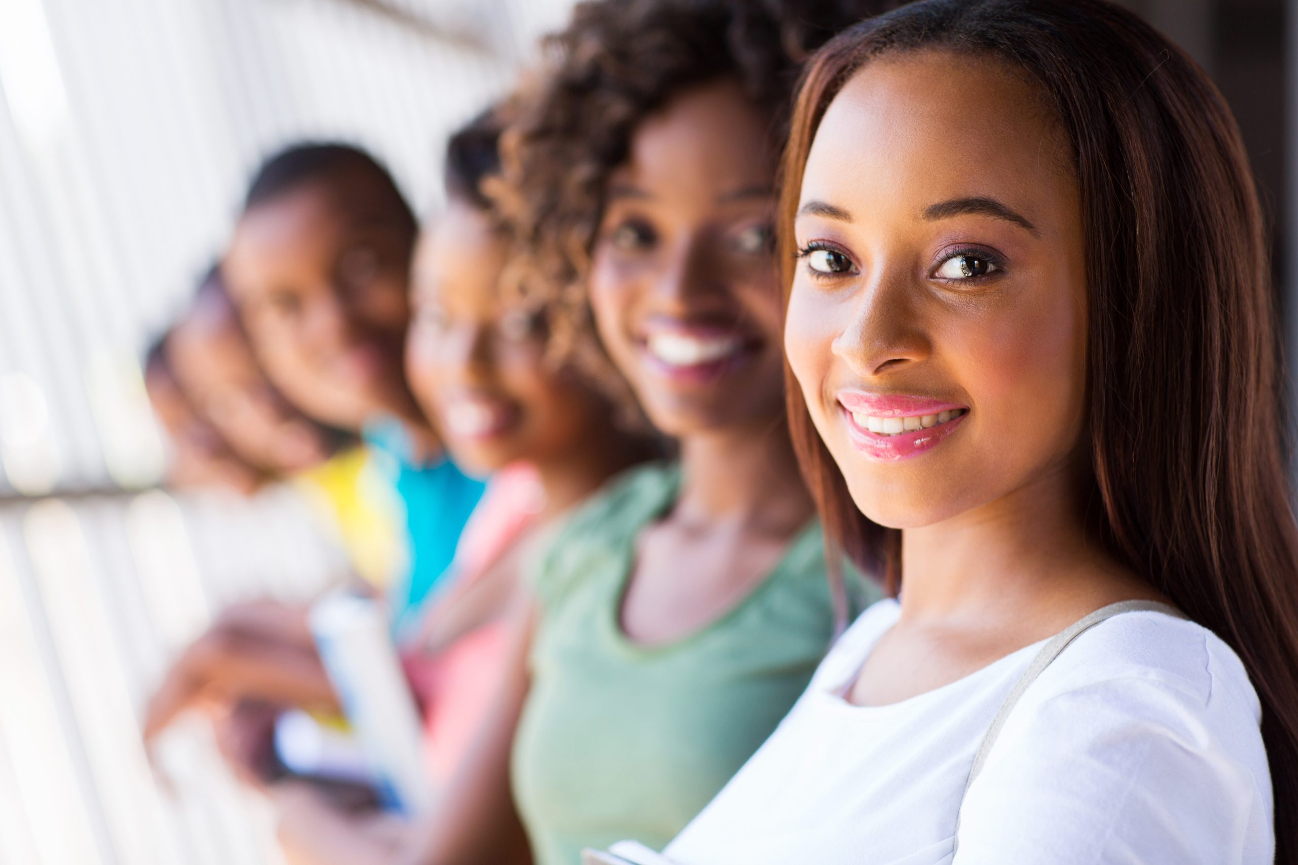 group of beautiful afro american university students